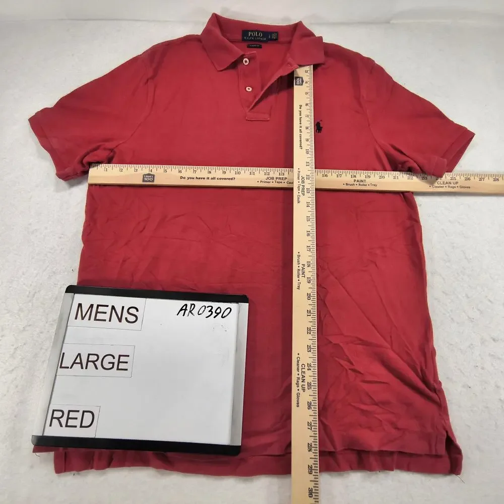 Polo Ralph Lauren Classic Fit Collared Polo Shirt Mens Size Large L Red Black
